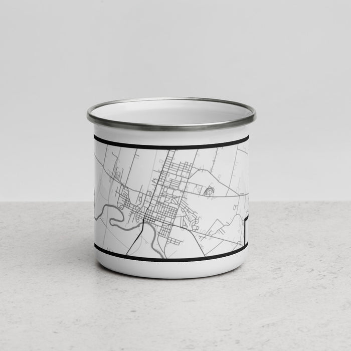 Front View Custom Wharton Texas Map Enamel Mug in Classic