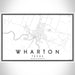 Wharton Texas Map Print Landscape Orientation in Classic Style With Shaded Background