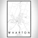 Wharton Texas Map Print Portrait Orientation in Classic Style With Shaded Background