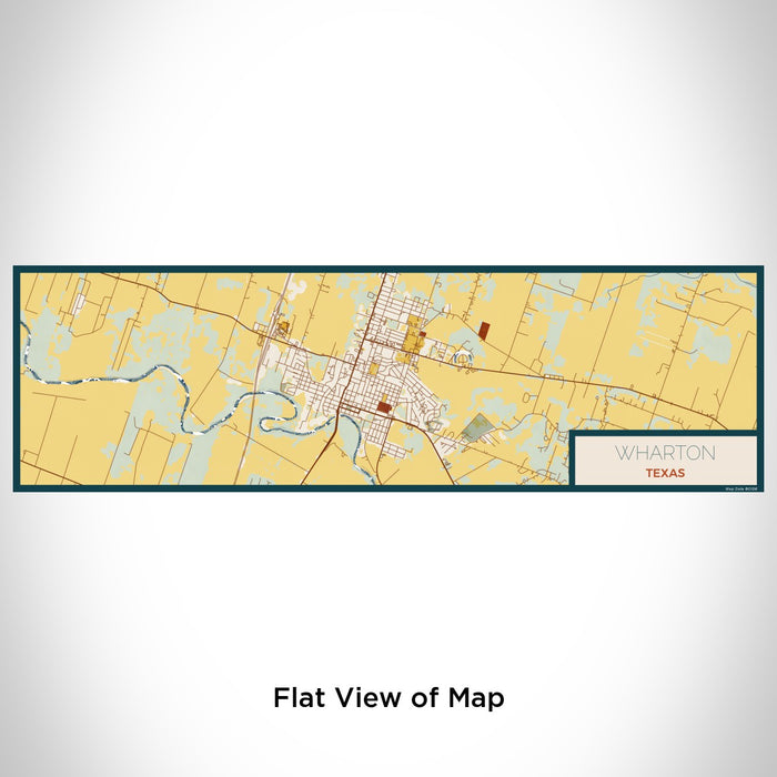 Flat View of Map Custom Wharton Texas Map Enamel Mug in Woodblock