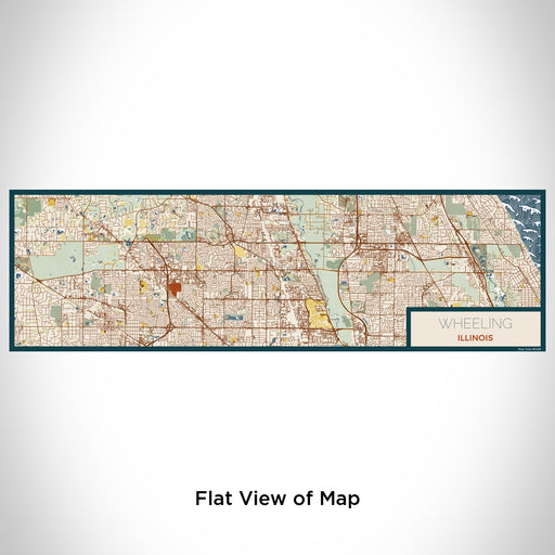 Flat View of Map Custom Wheeling Illinois Map Enamel Mug in Woodblock