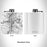 Rendered View of Wheeling West Virginia Map Engraving on 6oz Stainless Steel Flask in White