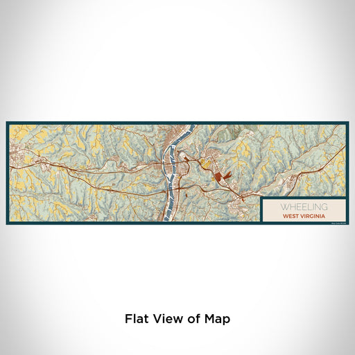 Flat View of Map Custom Wheeling West Virginia Map Enamel Mug in Woodblock