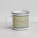 Left View Custom Wheeling West Virginia Map Enamel Mug in Woodblock