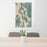24x36 Whidbey Island Washington Map Print Portrait Orientation in Afternoon Style Behind 2 Chairs Table and Potted Plant