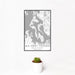 12x18 Whidbey Island Washington Map Print Portrait Orientation in Classic Style With Small Cactus Plant in White Planter