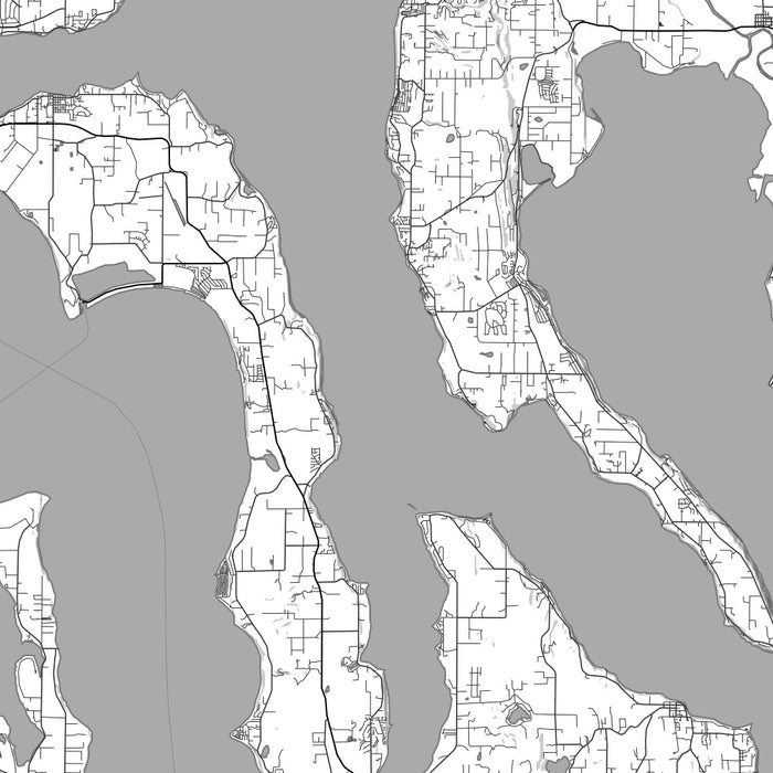 Whidbey Island Washington Map Print in Classic Style Zoomed In Close Up Showing Details