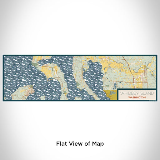 Flat View of Map Custom Whidbey Island Washington Map Enamel Mug in Woodblock
