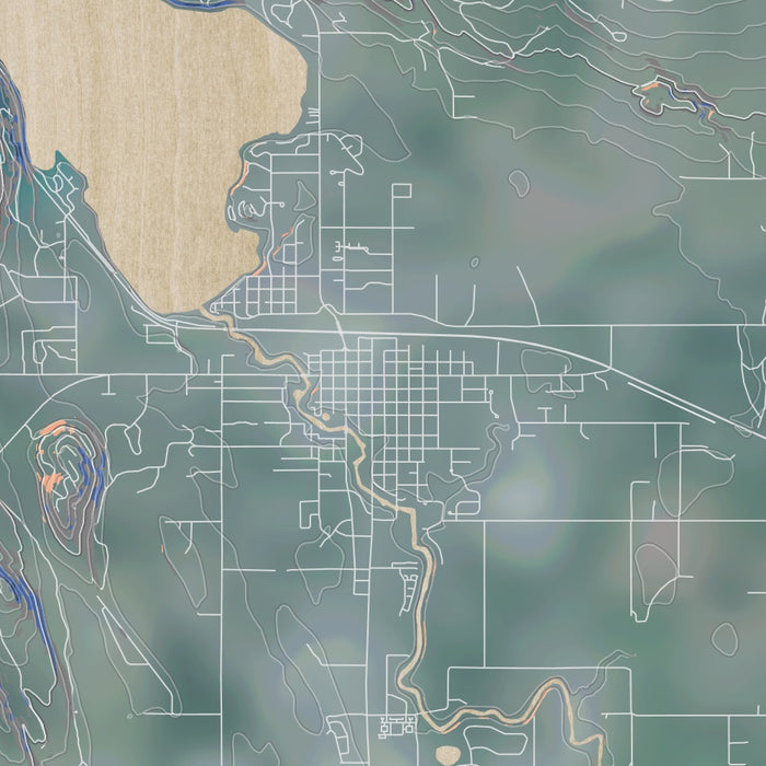 WHITEFISH Montana Map Print in Afternoon Style Zoomed In Close Up Showing Details
