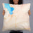Person holding 22x22 Custom Whitefish Montana Map Throw Pillow in Watercolor