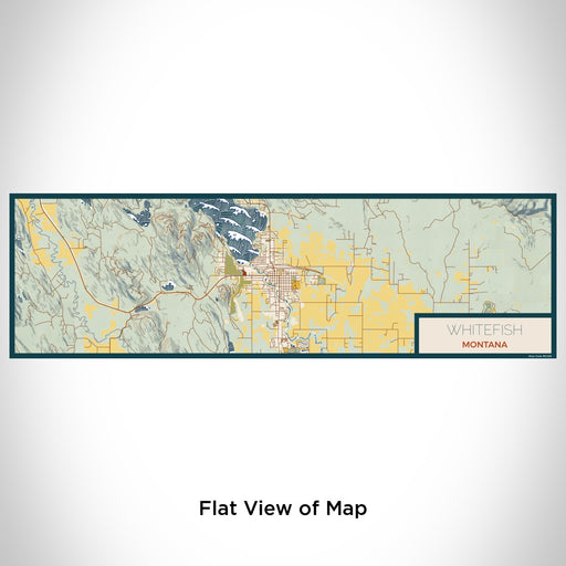 Flat View of Map Custom Whitefish Montana Map Enamel Mug in Woodblock