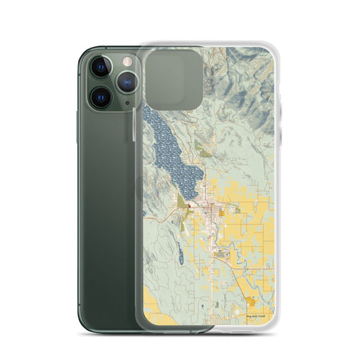 Custom Whitefish Montana Map Phone Case in Woodblock