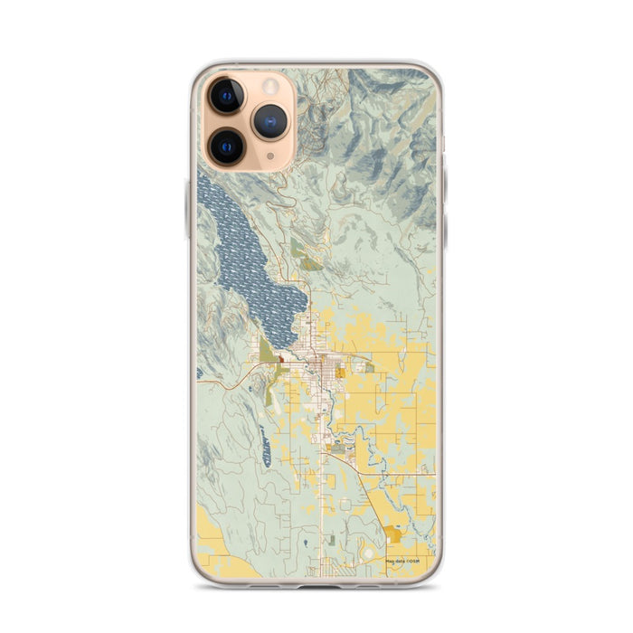 Custom iPhone 11 Pro Max Whitefish Montana Map Phone Case in Woodblock