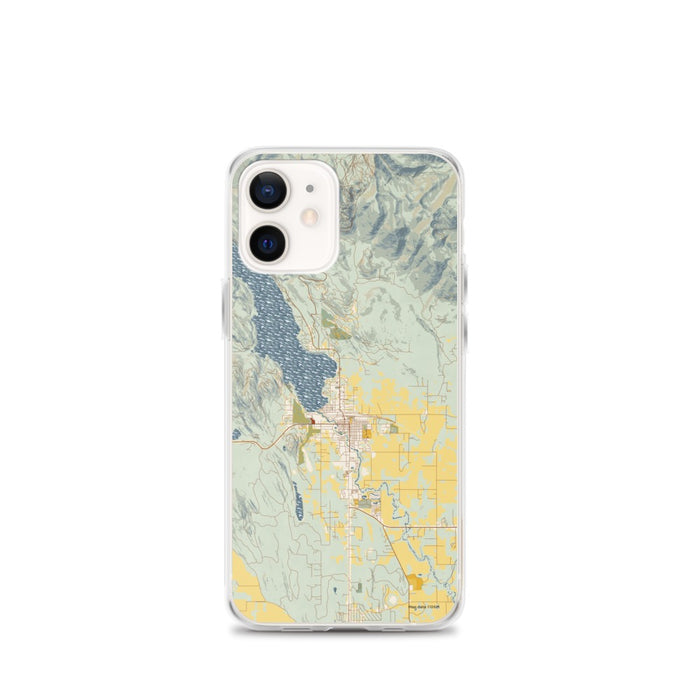 Custom iPhone 12 mini Whitefish Montana Map Phone Case in Woodblock