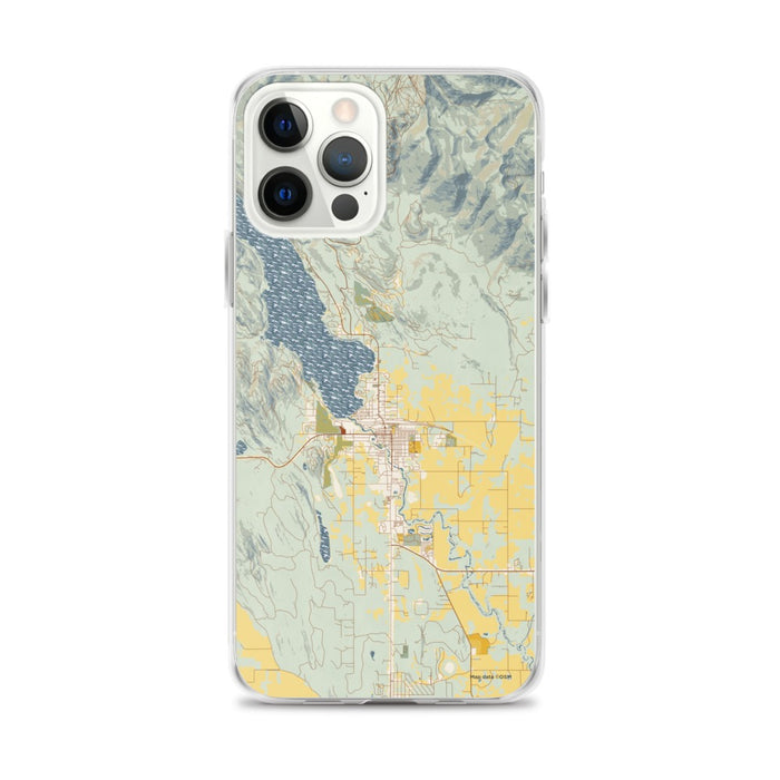 Custom iPhone 12 Pro Max Whitefish Montana Map Phone Case in Woodblock