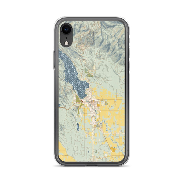 Custom iPhone XR Whitefish Montana Map Phone Case in Woodblock