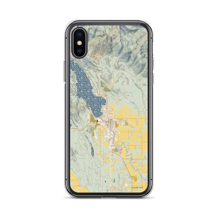 Custom iPhone X/XS Whitefish Montana Map Phone Case in Woodblock