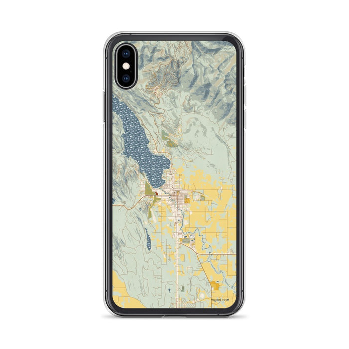 Custom iPhone XS Max Whitefish Montana Map Phone Case in Woodblock