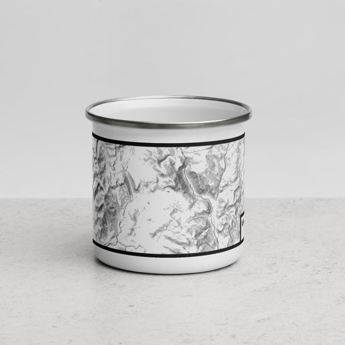 Front View Custom White Mountains New Hampshire Map Enamel Mug in Classic