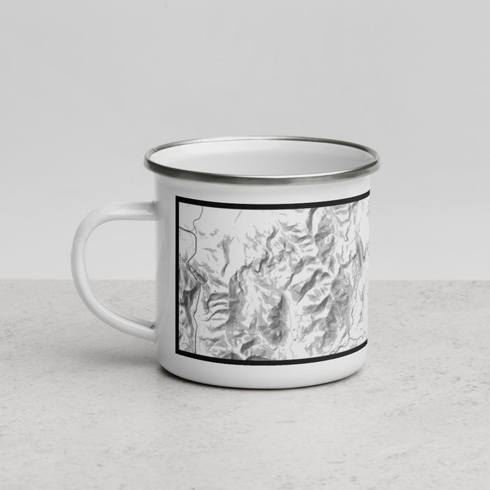 Left View Custom White Mountains New Hampshire Map Enamel Mug in Classic