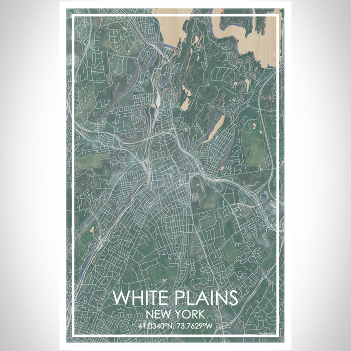 White Plains New York Map Print Portrait Orientation in Afternoon Style With Shaded Background