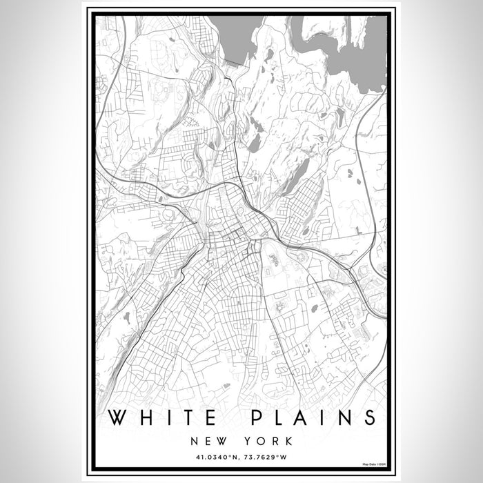 White Plains New York Map Print Portrait Orientation in Classic Style With Shaded Background