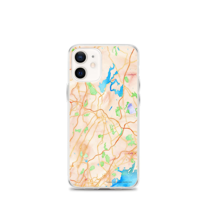 Custom White Plains New York Map iPhone 12 mini Phone Case in Watercolor