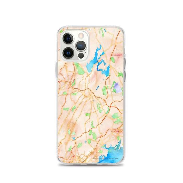Custom White Plains New York Map iPhone 12 Pro Phone Case in Watercolor