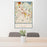 24x36 White Plains New York Map Print Portrait Orientation in Woodblock Style Behind 2 Chairs Table and Potted Plant