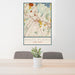 24x36 White Plains New York Map Print Portrait Orientation in Woodblock Style Behind 2 Chairs Table and Potted Plant