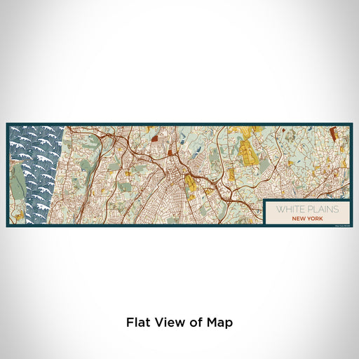 Flat View of Map Custom White Plains New York Map Enamel Mug in Woodblock