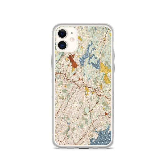 Custom White Plains New York Map Phone Case in Woodblock