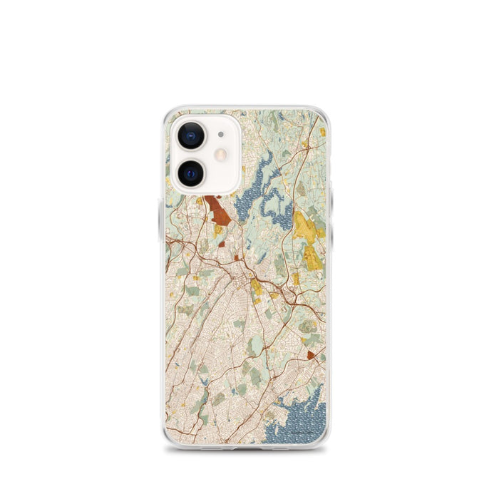 Custom White Plains New York Map iPhone 12 mini Phone Case in Woodblock