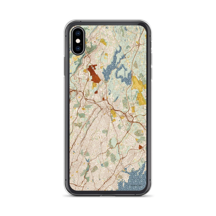 Custom White Plains New York Map Phone Case in Woodblock