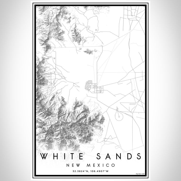 White Sands New Mexico Map Print Portrait Orientation in Classic Style With Shaded Background