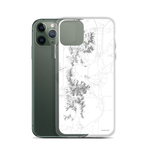 Custom White Sands New Mexico Map Phone Case in Classic on Table with Laptop and Plant