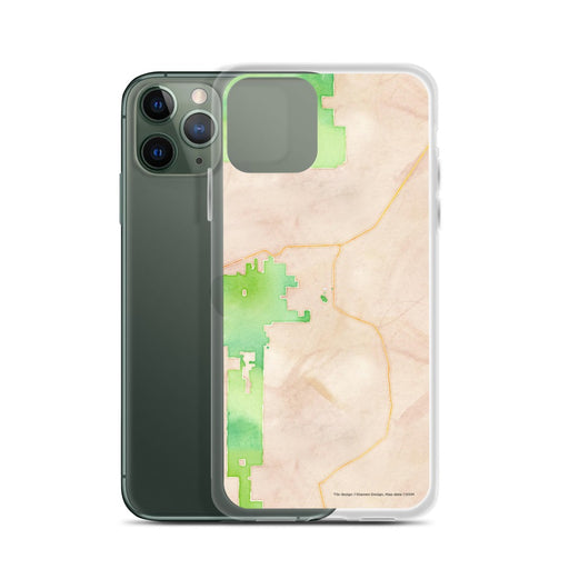 Custom White Sands New Mexico Map Phone Case in Watercolor on Table with Laptop and Plant