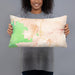 Person holding 20x12 Custom White Sands New Mexico Map Throw Pillow in Watercolor