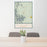 24x36 White Sands New Mexico Map Print Portrait Orientation in Woodblock Style Behind 2 Chairs Table and Potted Plant