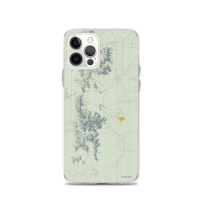 Custom White Sands New Mexico Map iPhone 12 Pro Phone Case in Woodblock