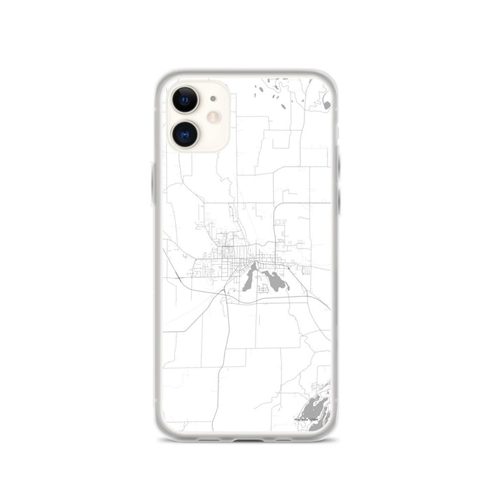 Custom iPhone 11 Whitewater Wisconsin Map Phone Case in Classic