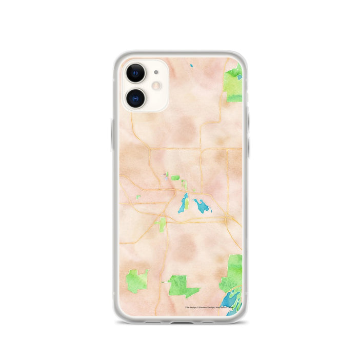 Custom iPhone 11 Whitewater Wisconsin Map Phone Case in Watercolor