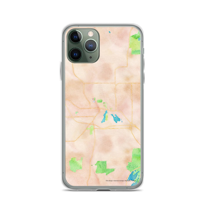 Custom iPhone 11 Pro Whitewater Wisconsin Map Phone Case in Watercolor