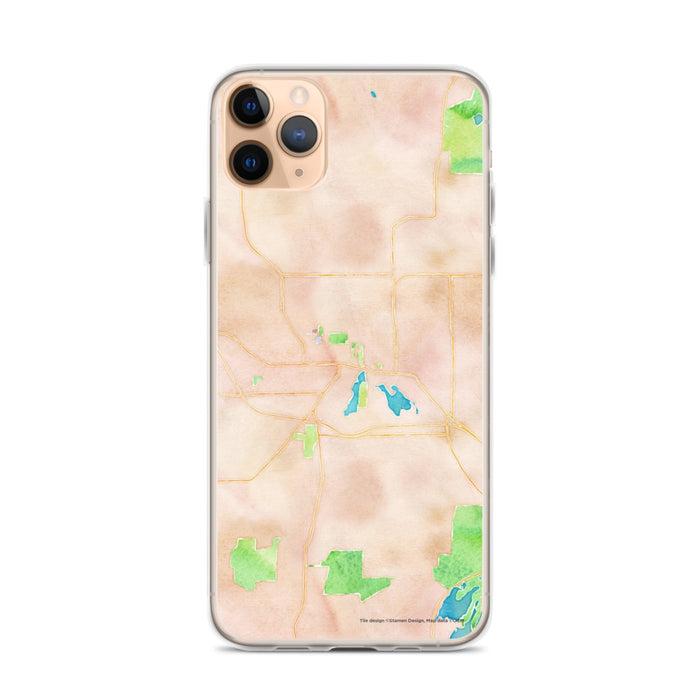 Custom iPhone 11 Pro Max Whitewater Wisconsin Map Phone Case in Watercolor