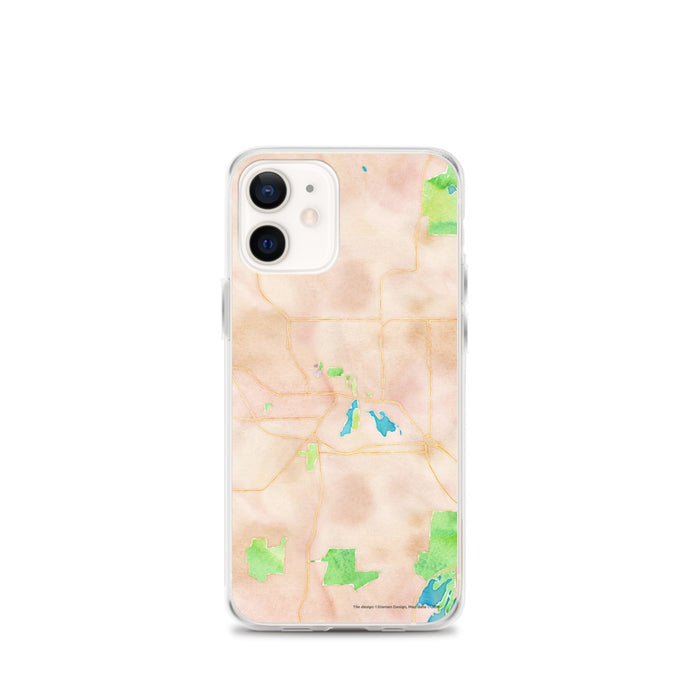 Custom iPhone 12 mini Whitewater Wisconsin Map Phone Case in Watercolor