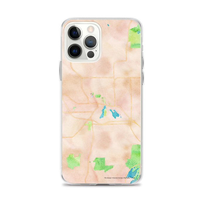 Custom iPhone 12 Pro Max Whitewater Wisconsin Map Phone Case in Watercolor