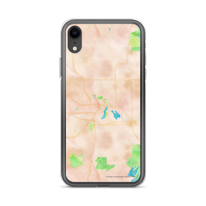 Custom iPhone XR Whitewater Wisconsin Map Phone Case in Watercolor