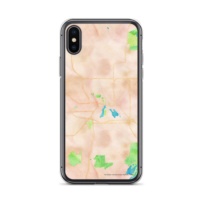 Custom iPhone X/XS Whitewater Wisconsin Map Phone Case in Watercolor