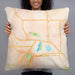 Person holding 22x22 Custom Whitewater Wisconsin Map Throw Pillow in Watercolor
