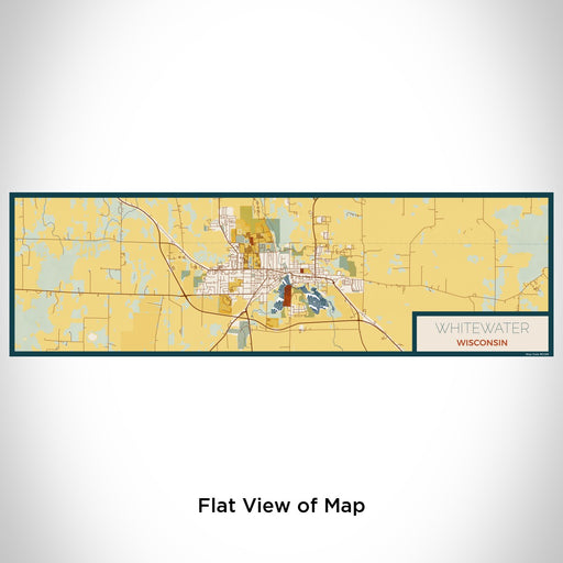 Flat View of Map Custom Whitewater Wisconsin Map Enamel Mug in Woodblock